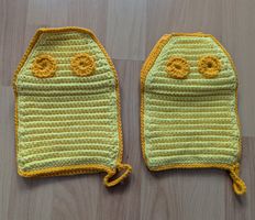 Gehäkelte Topflappen im 2er Set, gelb, neu