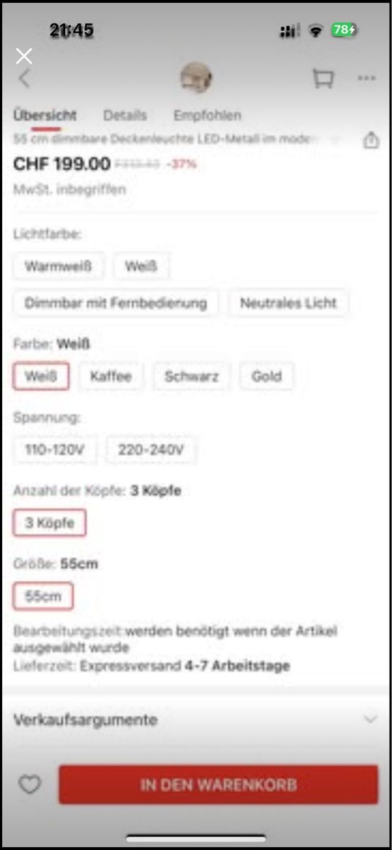 Lampadari & plafoniere: LED Deckenleuchte, Dimmbar, 55cm Durchmesser, Neuwertig – Nuovo e nell'imballaggio originale da Wollerau venduto da sesi2204 4