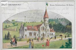 Neues Schützenhaus St. Gallen - Off. Postkarte No. 2 Stempel