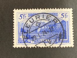 Schweiz 1924 Rütli 5 Fr. FLEURIER 29.I.24