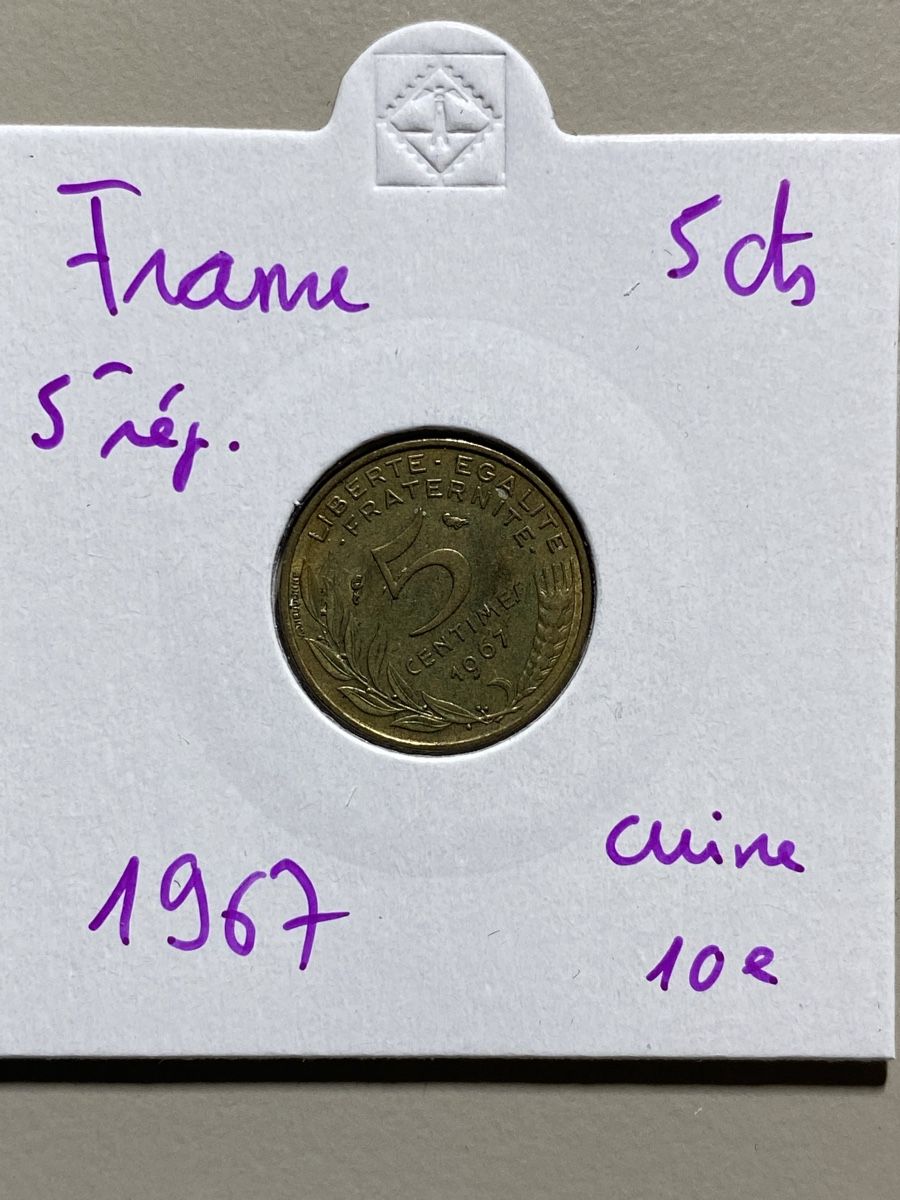 Tutti le monete: France - 5 centimes - 1967 – Usato da Payerne venduto da Mike1682