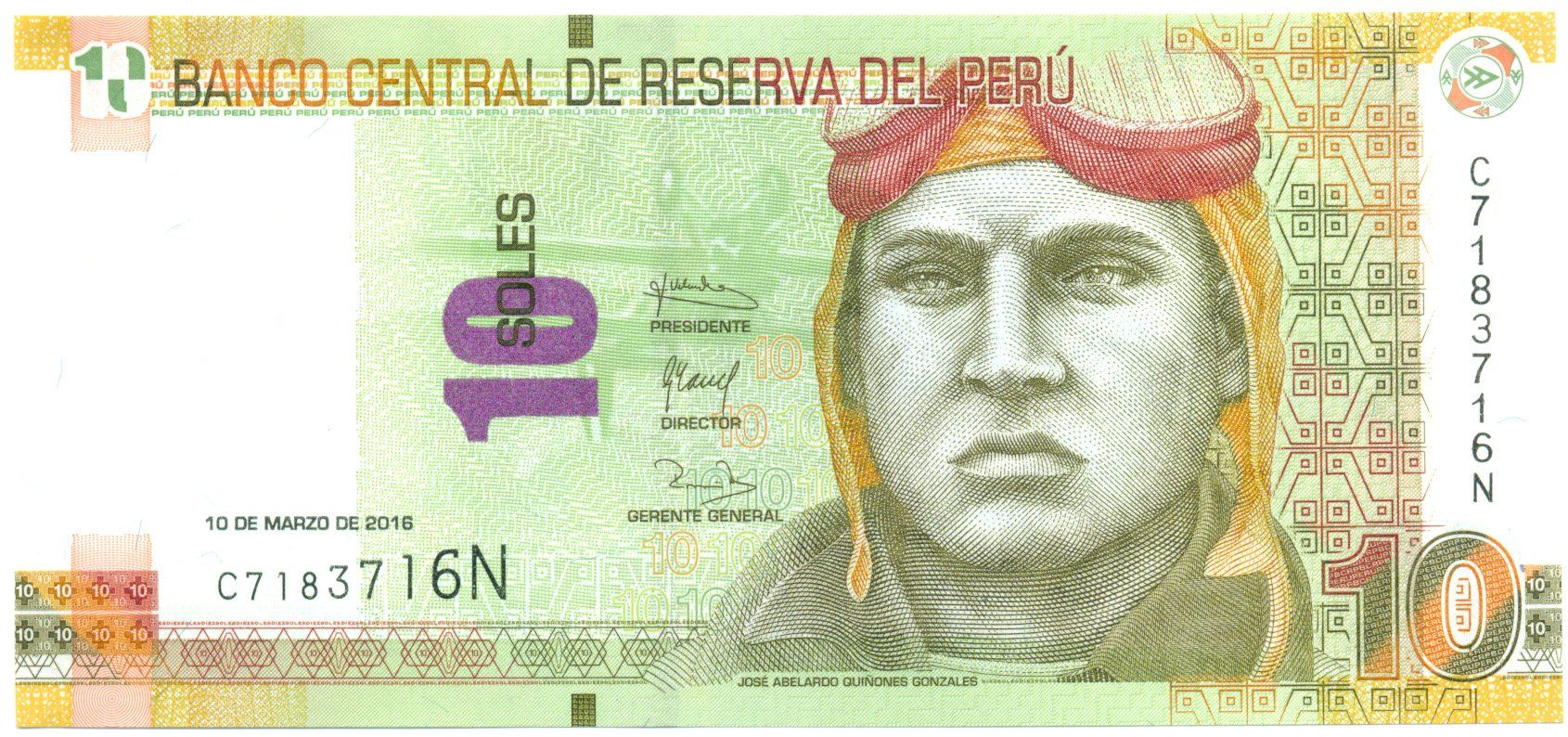 Banconote: Peru 10 Soles 10.3.2016 P192a XF – Usato da Au SG venduto da Zogu
