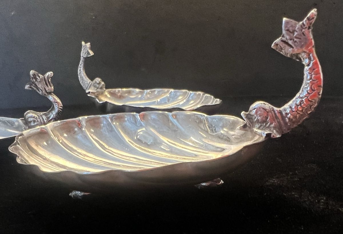Tutte le decorazioni: 3 coupelles forme coquille Saint-Jacques anse poisson argent – Usato da Genève venduto da DELIRBEADS 3