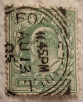 Timbre Half-Penny 1905 verte-claire Édouard VII
