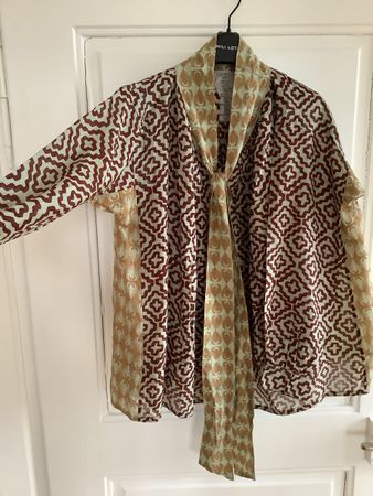Yvonne S Bluse 100% Seide gemustert Blockprint Neu one size