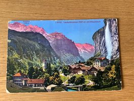 Lauterbrunnen mit Staubbach - gelaufen 1913