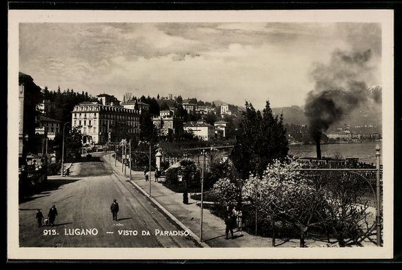 Cartoline postali: AK Lugano, Visto da Paradiso – Usato da Berlin venduto da bartko-reher
