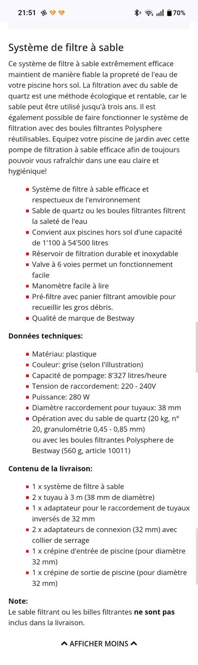 Bestway Accessori per Piscine: pompe filtration piscine – Nuovo (secondo la descrizione) da Châbles FR venduto da salocin66 4