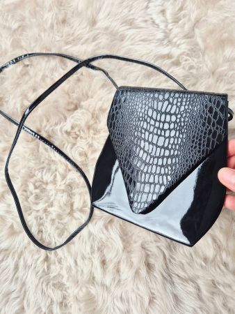 VINTAGE TASCHE LEDER LACKLEDER CLUTCH BAG STYLE LOOK UNIKAT