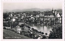 Aarau, Stadtansicht mit Kettenbrücke
