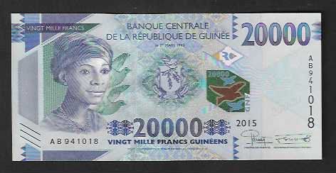 Banconote: Guinee  20.000  Francs  2015  Bankfrisch – Nuovo (secondo la descrizione) da Gordola venduto da coinsandnotes