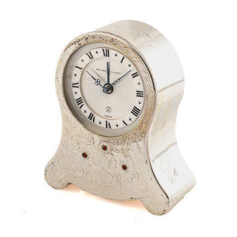 Reuge Stand- & Wanduhren: Reuge, Silvered Table Clock 🎁 – Gebraucht aus Morges von Audemars07