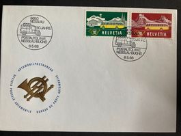 Schweiz 1968 Stempel+Marken 50 Jahre Postauto Nesslau Buchs
