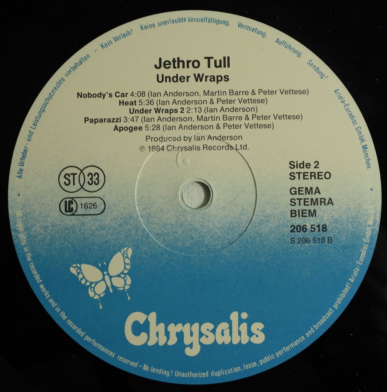 Vinyles: JETHRO TULL UNDER WRAPS LP 1984 – D'occasion à Dübendorf par mar_85sd 7