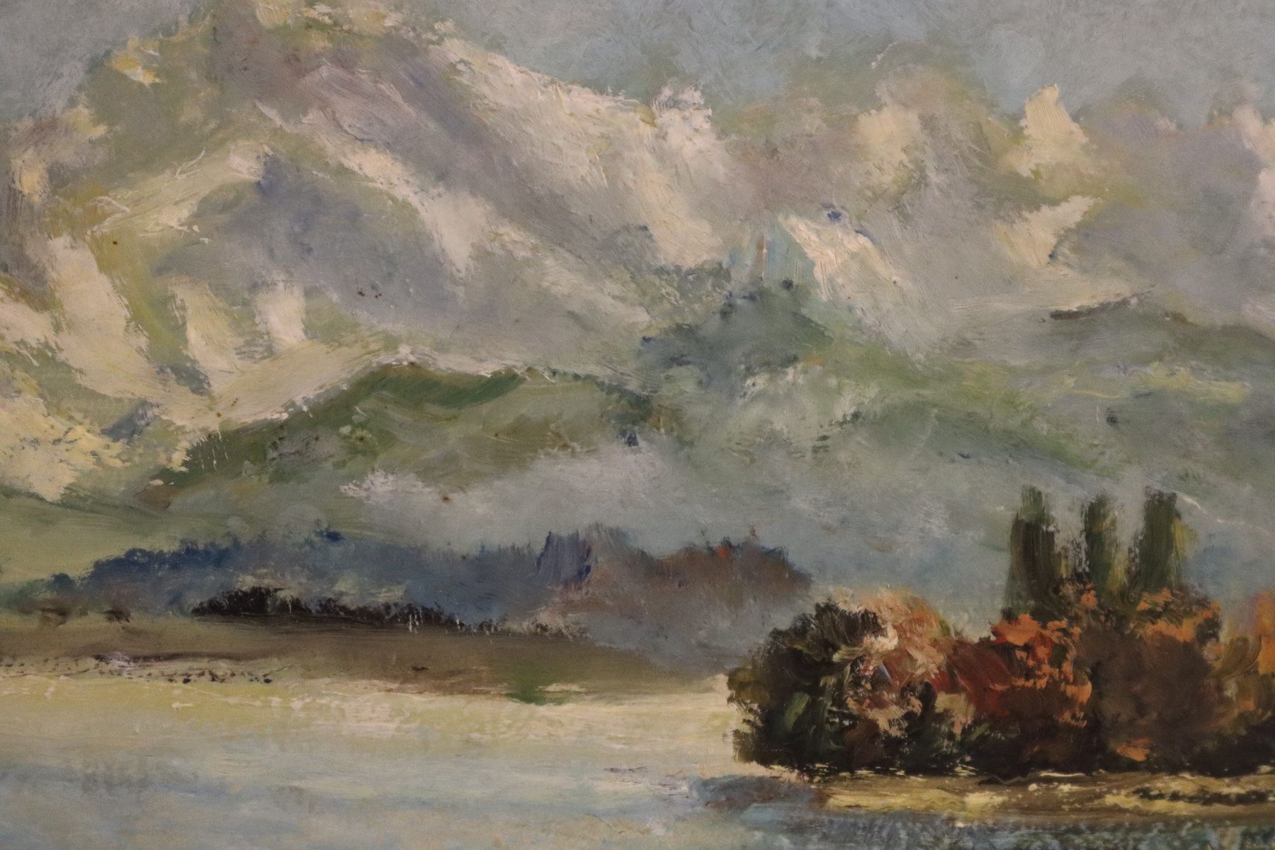 Dipinti: K. SCHMID - Schweizer Alpensee Landschaft 1949 Ölbild sign – Usato da Zürich venduto da KE-Sales 7