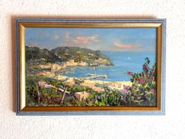 Italienische Hafenlandschaft Ölgemälde signiert