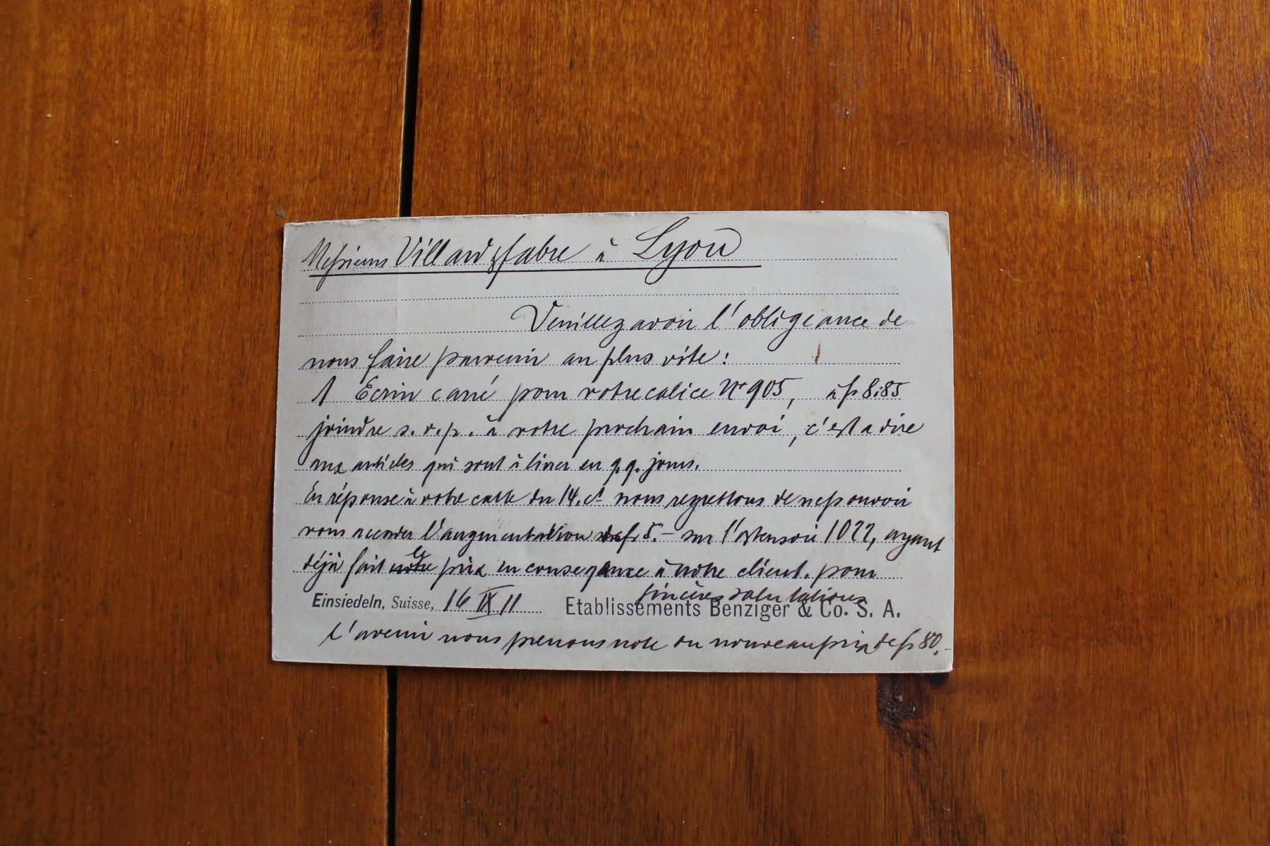 Tutti i francobolli: 1911 PK Benziger Einsiedeln, EF Perfin nach Lyon – Usato da Oftringen venduto da kambodo 2