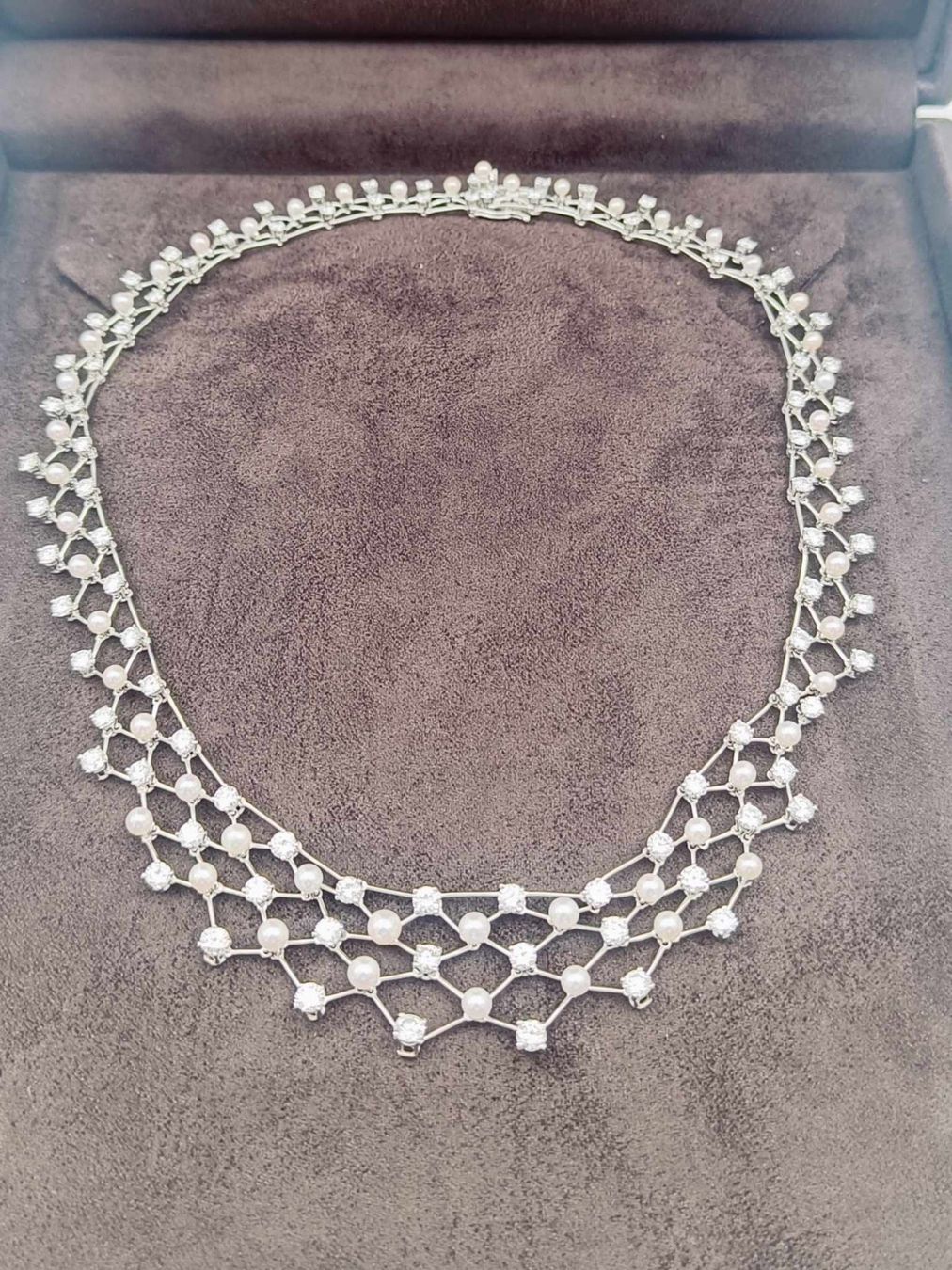 Catenine: PERLEN DIAMANT COLLIER IN 950 PLATIN – Usato da Luzern venduto da EdiGem 6