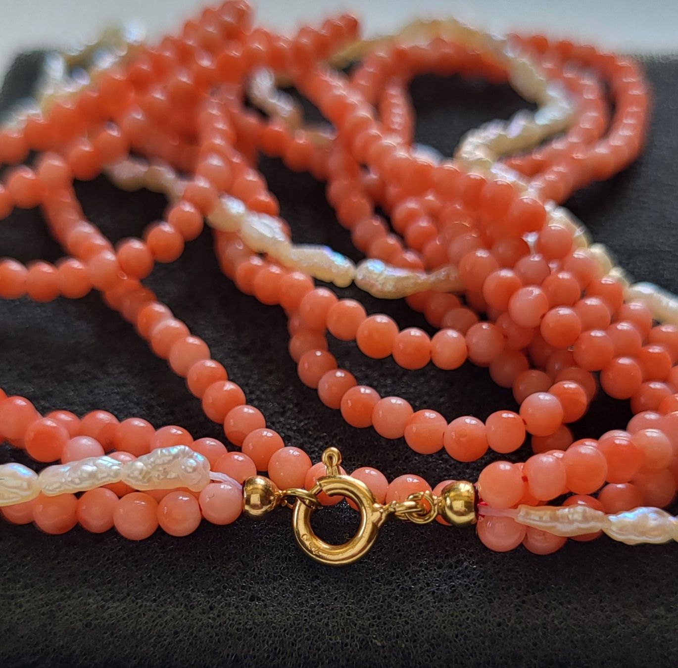 Ketten: Gold 750 Korallen Und Perlen Collier – Gebraucht aus Wald ZH von Dasilver 2