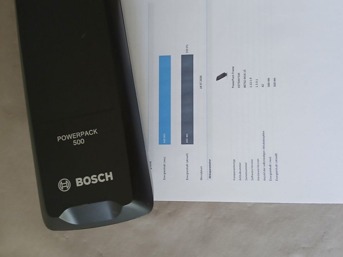 Bosch Akkus: Powerpack 500 Akku - 500Wh 100% mit Bosch Messbericht – Gebraucht aus Winterthur von .-thx-. 1
