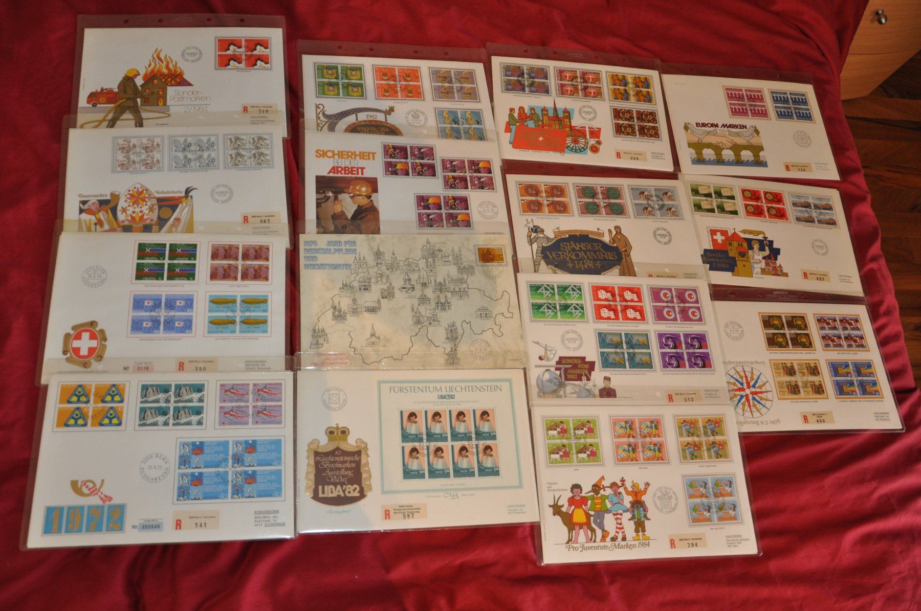 Alle Briefmarken: FDC's ab 1976-1996 Einzel plus 4-er Block FDC und etwas FL – Gebraucht aus Wolfhalden von Zinauktion 5