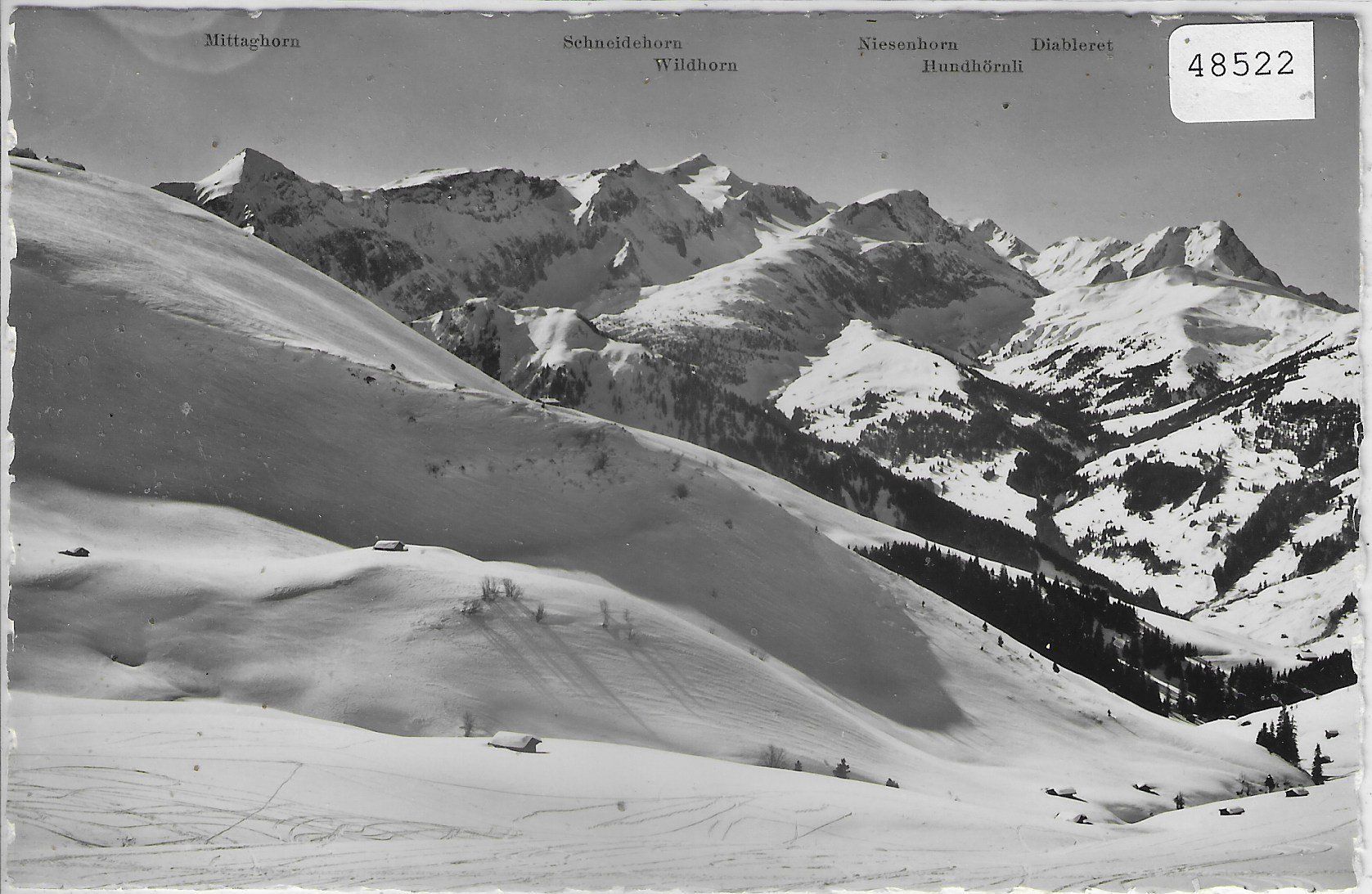 Cartoline postali: Hahnenmoos-Pass Adelboden-Lenk im Winter – Usato da Ettingen venduto da Kartenplanet