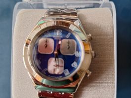 Montre Swatch Irony Chronographe Bleue Acier Inoxydable Neuf