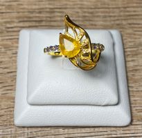 Gelber Saphir + Tansanit Ring 💎✨ 925 Silber vergoldet S290