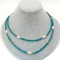 Blau Kyanit Perlen Kette Edelstein Collier Kyanite Perle