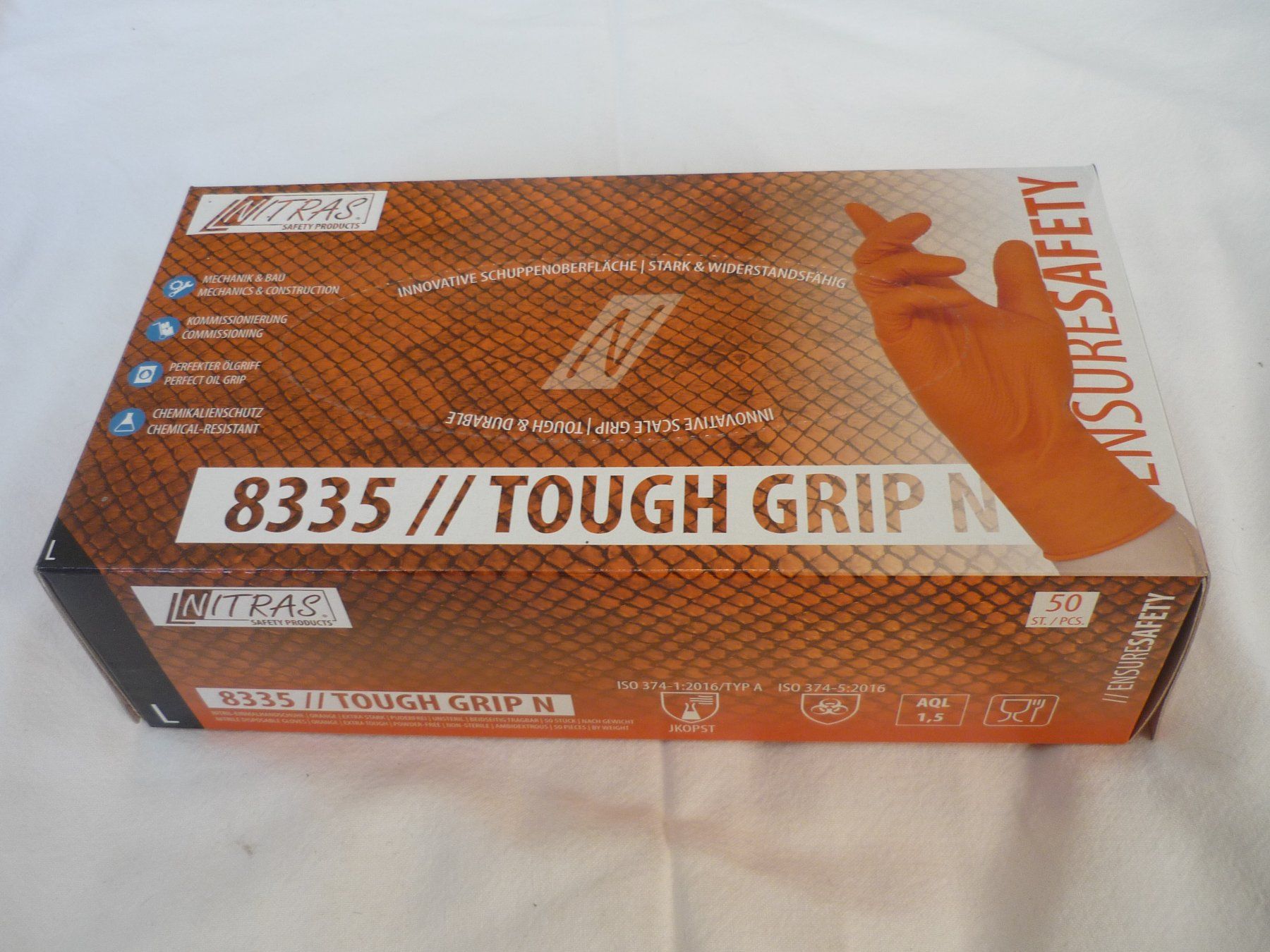 Guanti & manicotti: 7 Pack Large Nitril Nitras Arbeitshandschuhe 8335 tough grip – Nuovo e nell'imballaggio originale da Beringen venduto da Flatretriever
