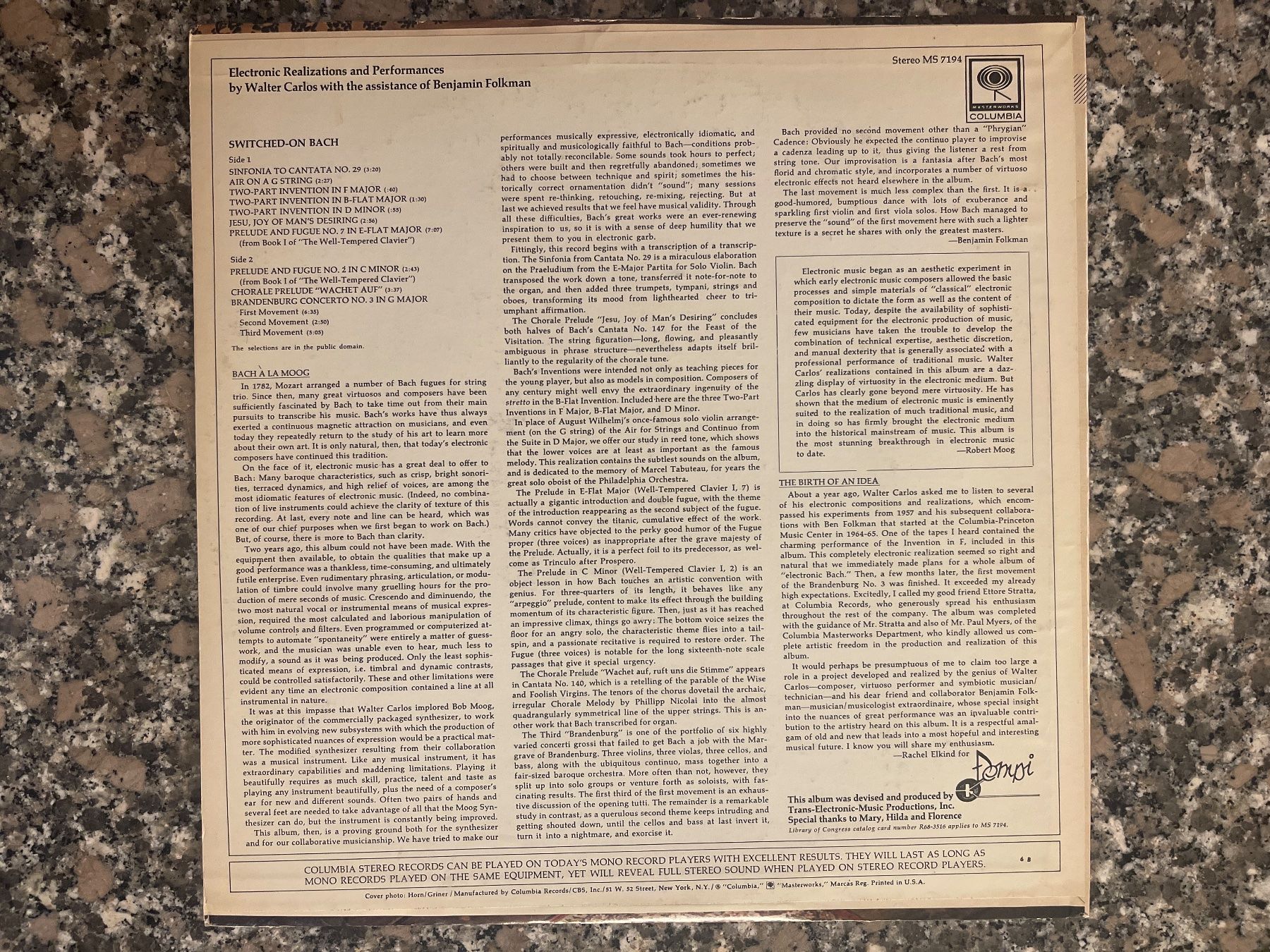 Schallplatten: A313/Walter Carlos - Switched-On Bach – Gebraucht aus Frutigen von Philippe_jsp 1
