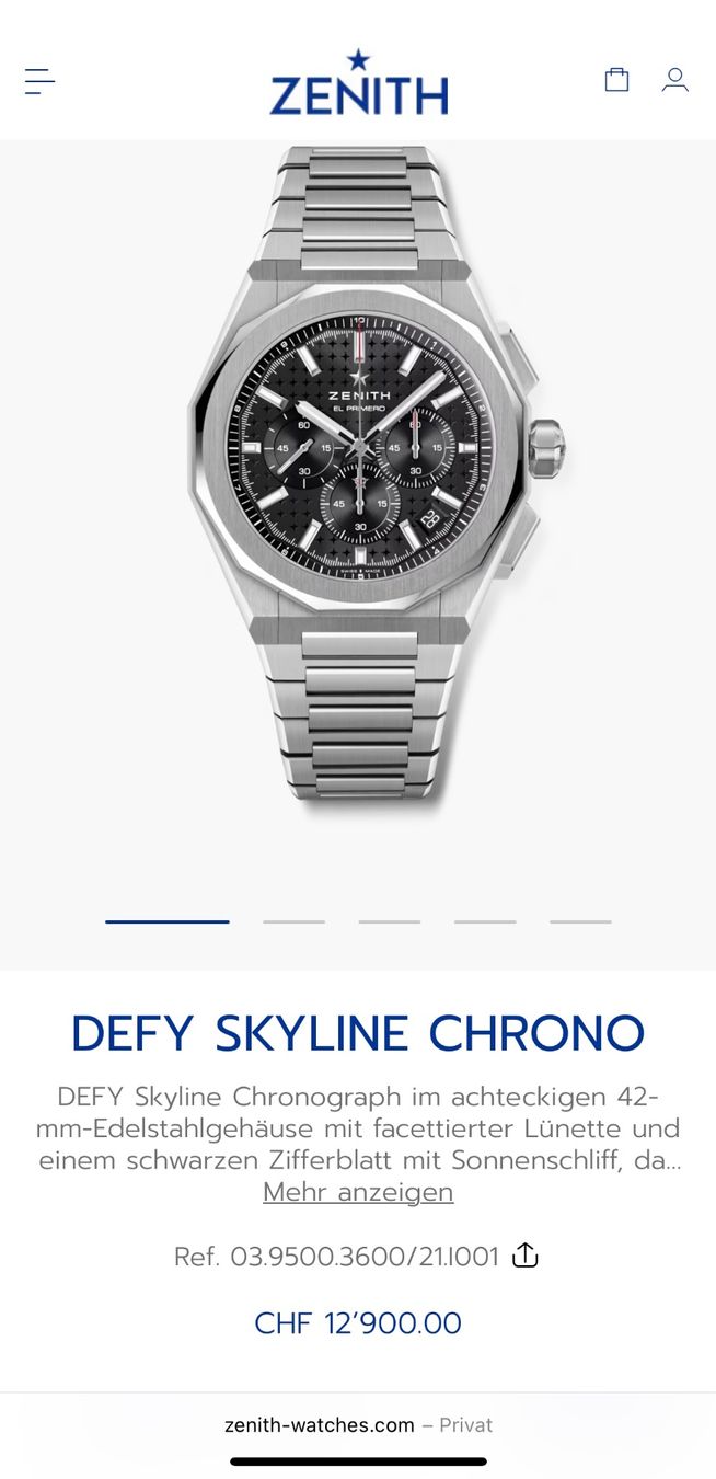 Zenith Montres: ZENITH Defy Skyline Chronograph - Fullset mit Garantie – D'occasion à Birsfelden par Mynos 2