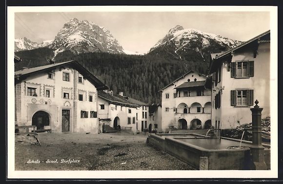 Cartoline postali: AK Schuls, Scuol, Dorfplatz – Usato da Berlin venduto da bartko-reher