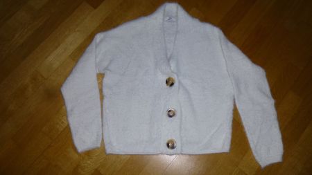 JDY-Damen-Woll-Jäckchen weiss, geknöpft, flauschig / S
