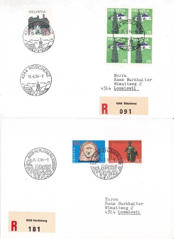 Alle Briefmarken: 10 Belege mit Werbedatumstempel – Gebraucht aus Bellach von qsearch 2