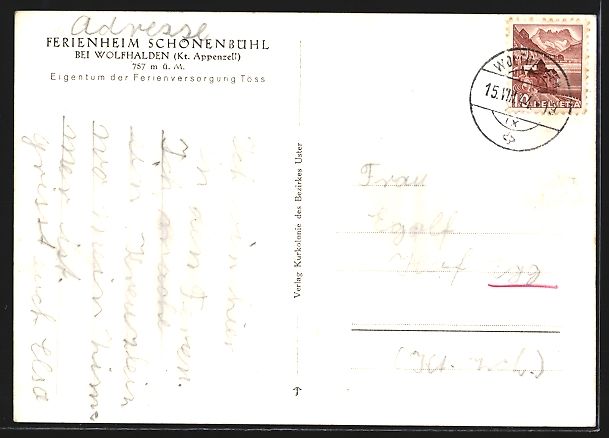 Cartoline postali: Wolfhalden, Ferienheim Schönenbühl mit – Usato da Berlin venduto da bartko-reher 1