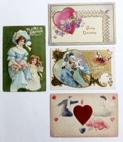 VALENTINE U.S.A VICTORIAN ANTIQUE POSTCARD LOT OF 4