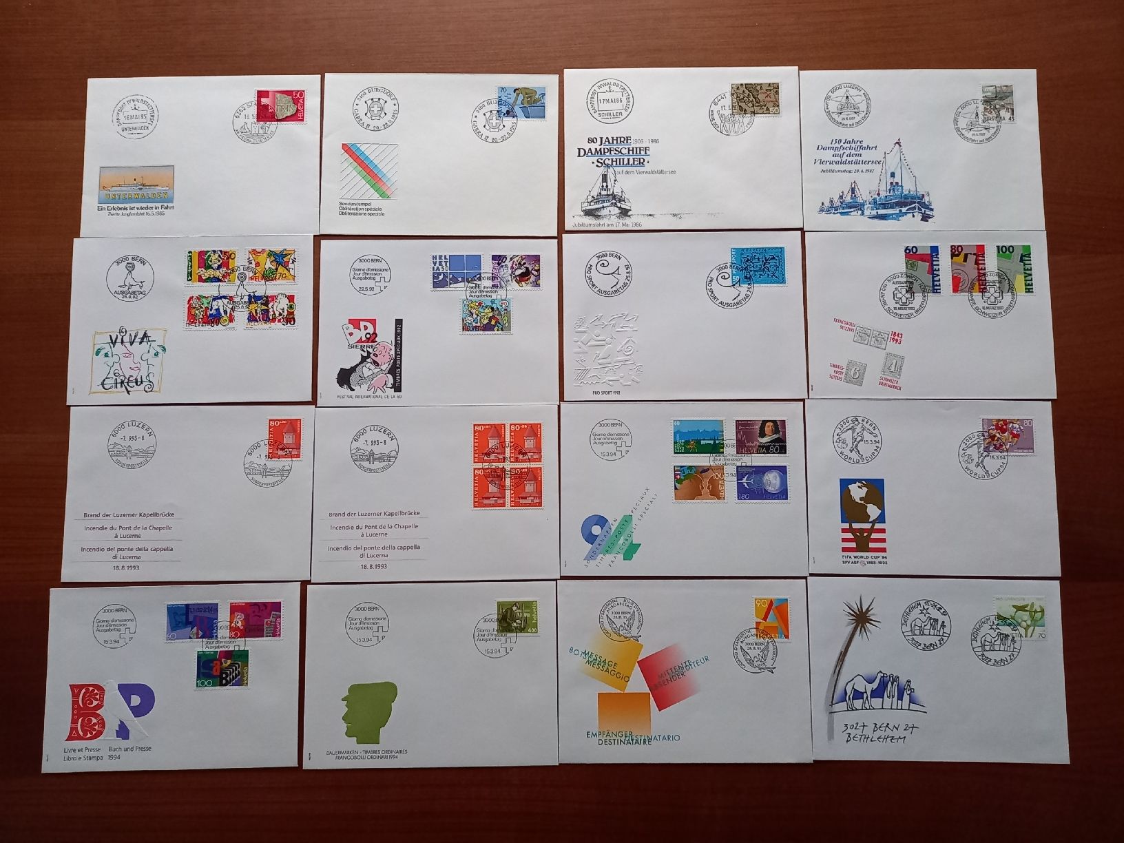 Tutti i francobolli: 12 FDC 1er jour + 4 enveloppes commémoratives – Usato da Courtételle venduto da Chris28