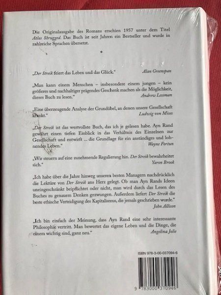 Libri: Ayn Rands legendäres Buch "DER STREIK" – Nuovo e nell'imballaggio originale da Dottikon venduto da robse 2