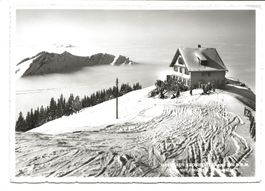 Gasthaus Kronberg (AI) Wintersport - Skifahrer - Gonten 1962