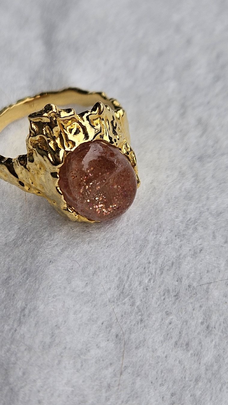 Ringe: belle bague argent plaqué or et pierre soleil – Gebraucht aus Lausanne von Angelite