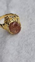 belle bague argent plaqué or et pierre soleil gr. 57