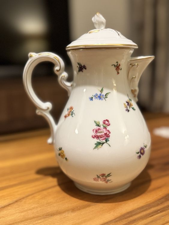 Vintage Floral Porcelain Coffee Pot - Spring Kitchen Decor (Gebraucht ...