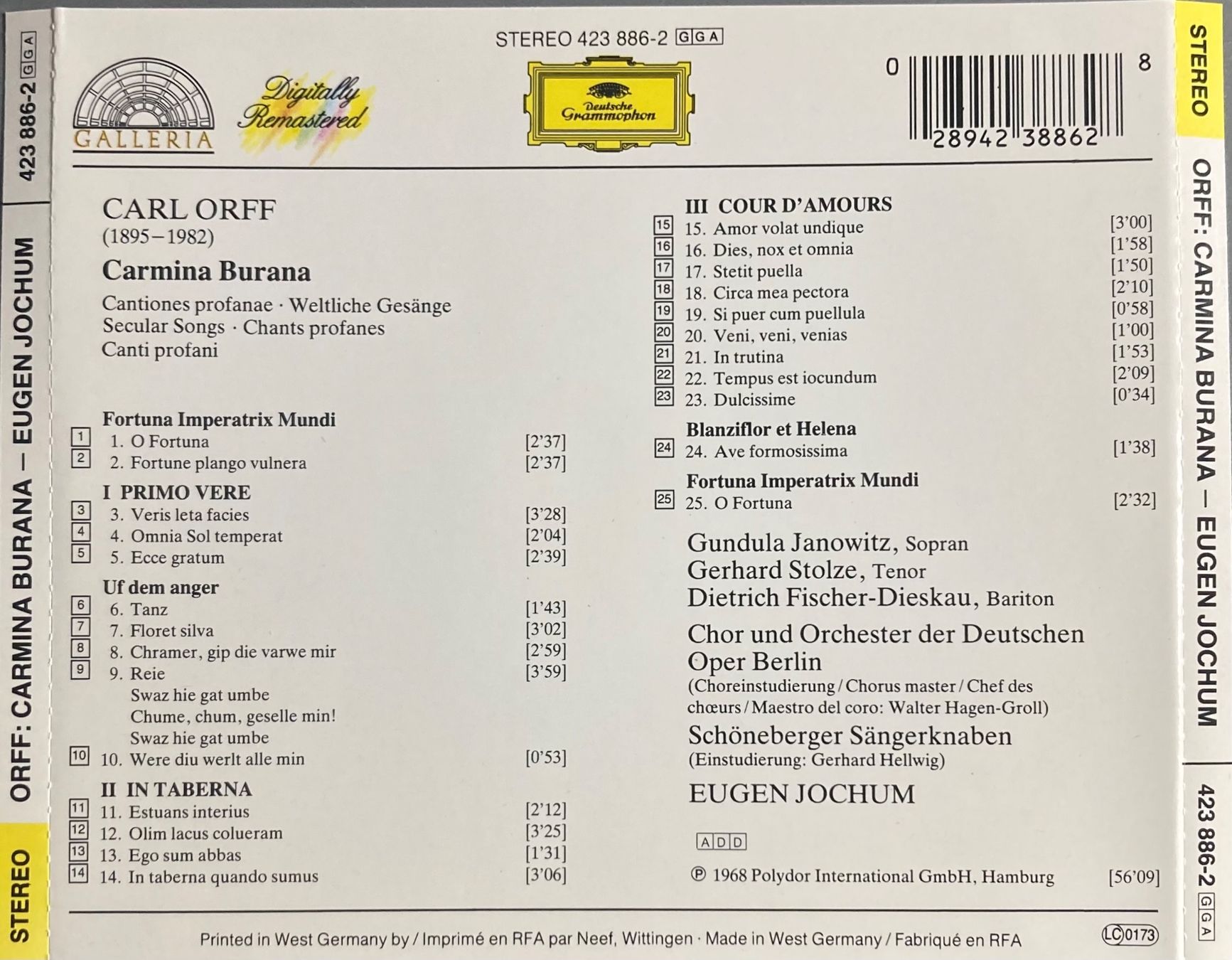 CDs: CARL ORFF..... - CARMINA BURANA – D'occasion à Poliez-Pittet par Newtown-Records 1