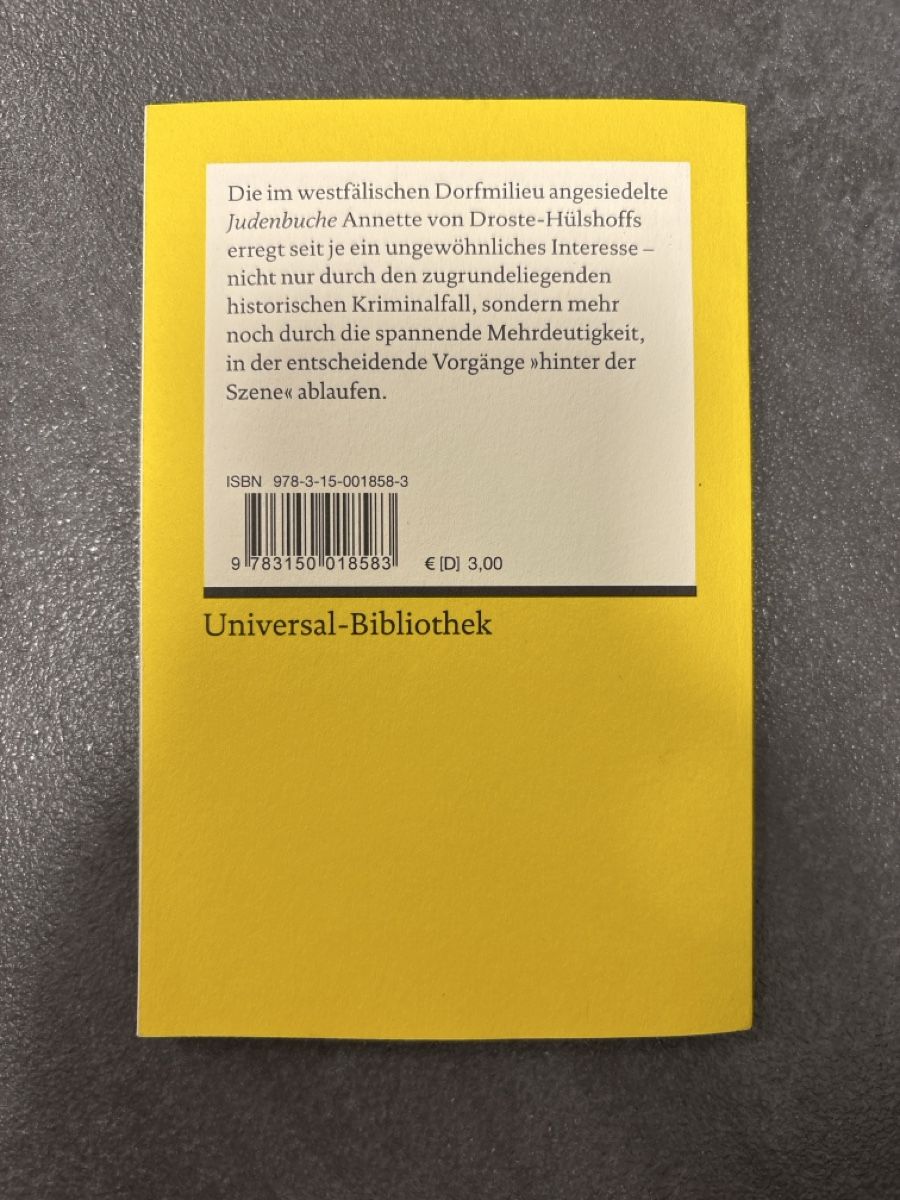 Libri: Die Judenbuche - A. Von Droste-Hülshoff – Usato da Rümlang venduto da svent 1