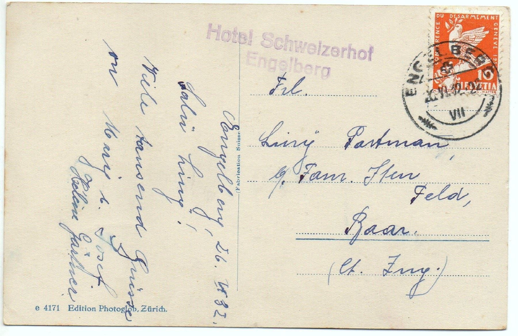 Cartes postales: ENGELBERG Stempel Hotel Schweizerhof – D'occasion à Jona par philajona 1
