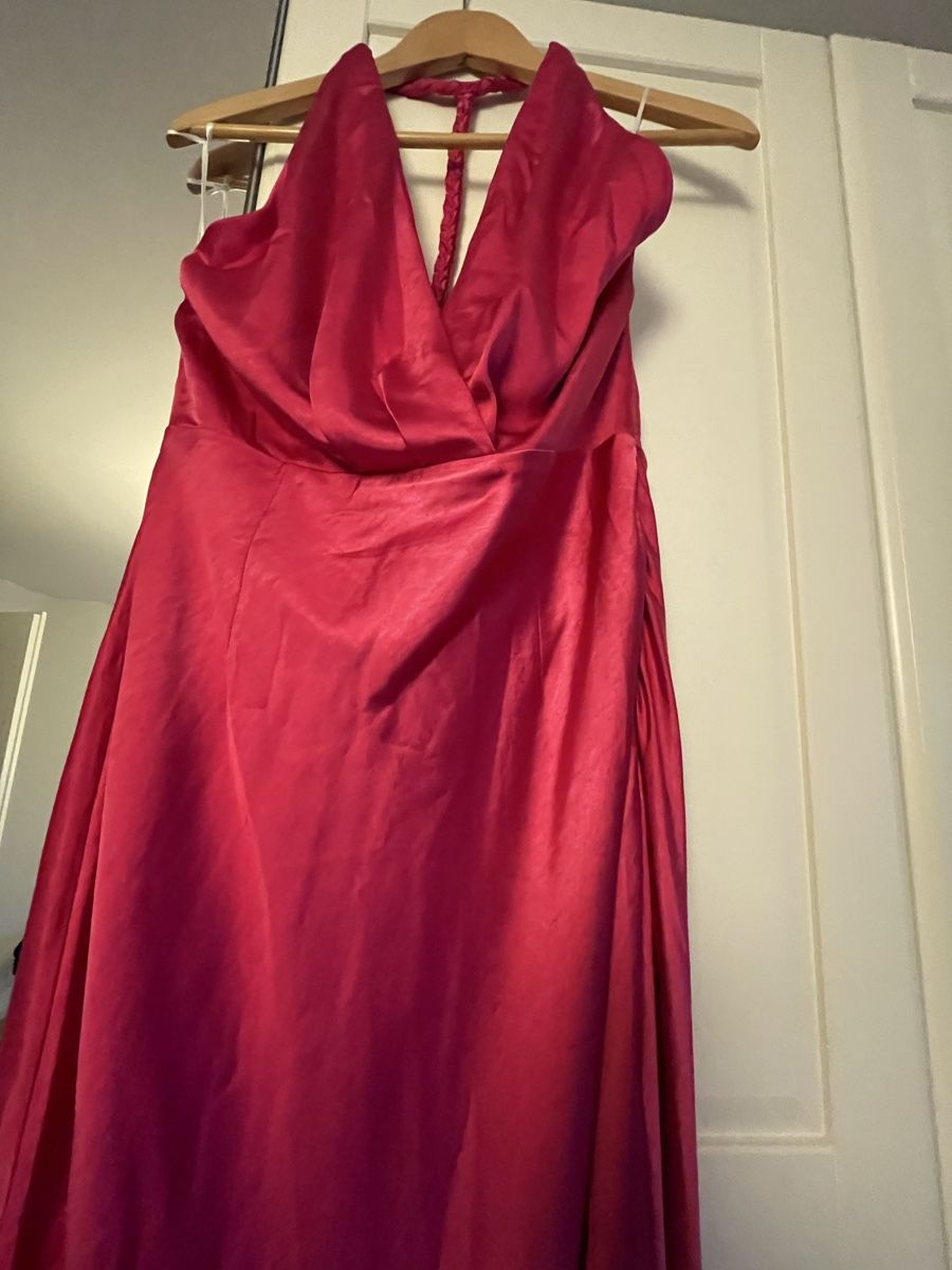 Vestiti: Pink satin halter neck maxi dress – Nuovo e nell'imballaggio originale da Rüschlikon venduto da IDOULA 5