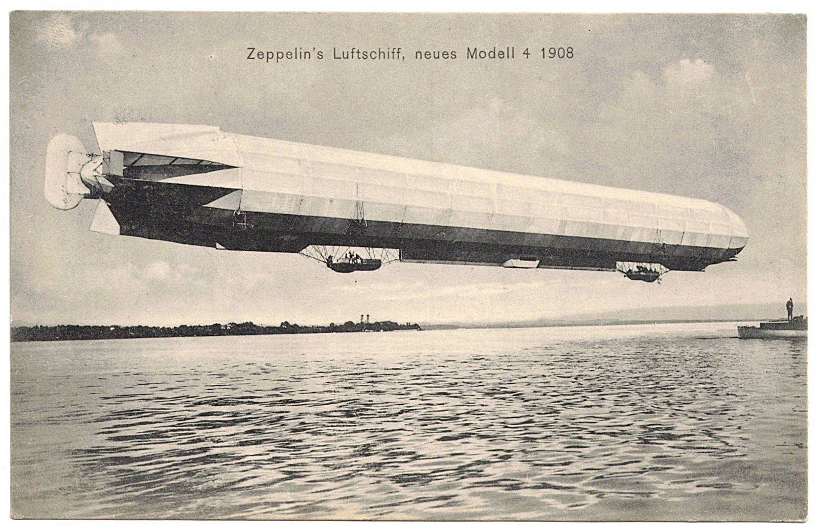 Cartoline postali: Karte Luftschiff Zeppelin - Modell 4 - 1908 - gelaufen – Usato da Gossau ZH venduto da granby