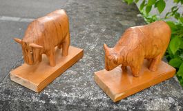 geschnitzter STIER & KUH Höhe 17cm - Rinderfiguren