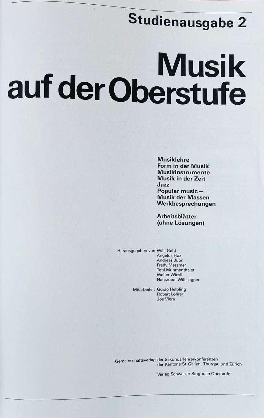 Libri: Musik auf der Oberstufe Studienausgabe 2 – Usato da Bottmingen venduto da bsp_t6m8 1
